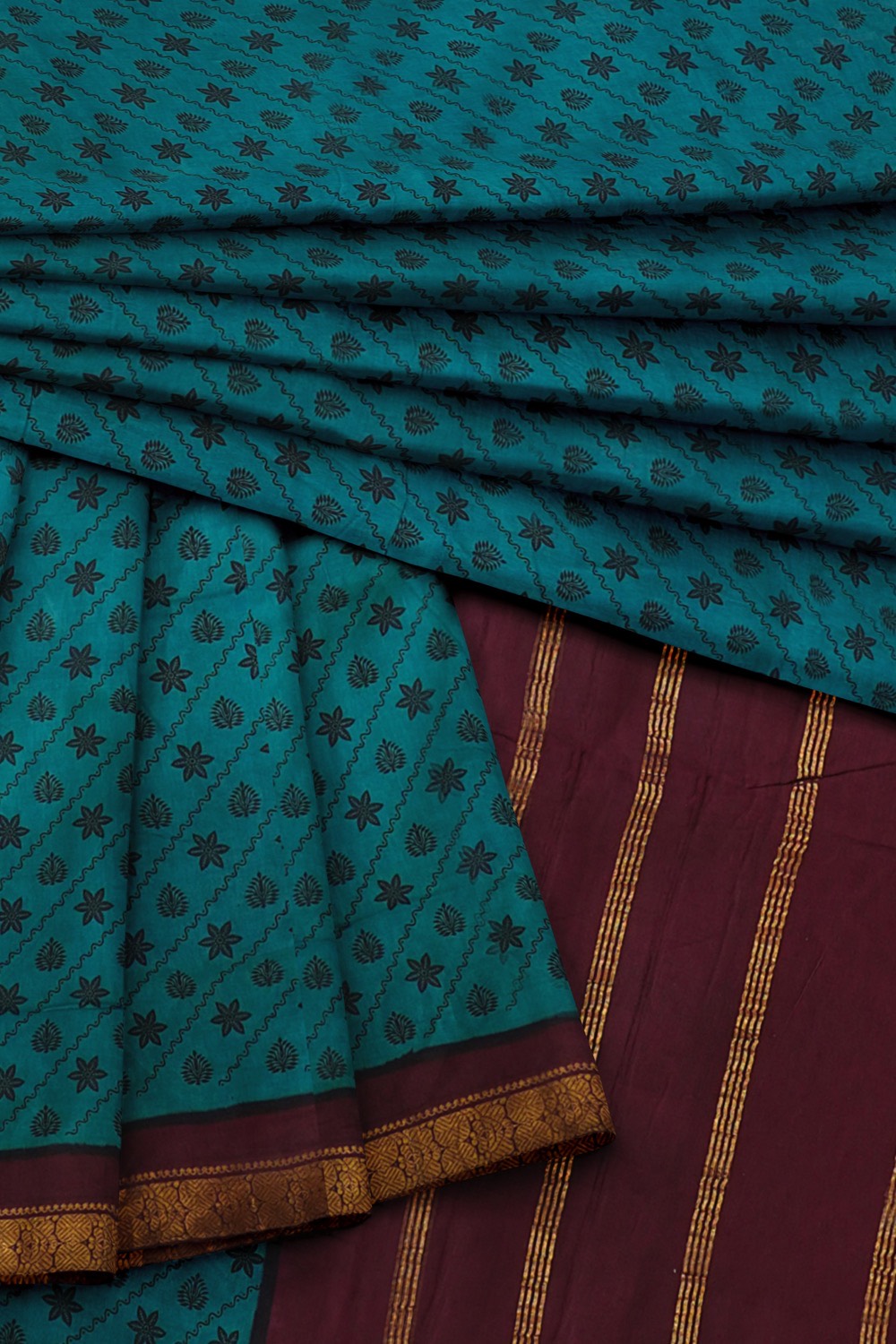 sri kumaran stores chungudi cotton saree blue saree with maroon zari border 420221213