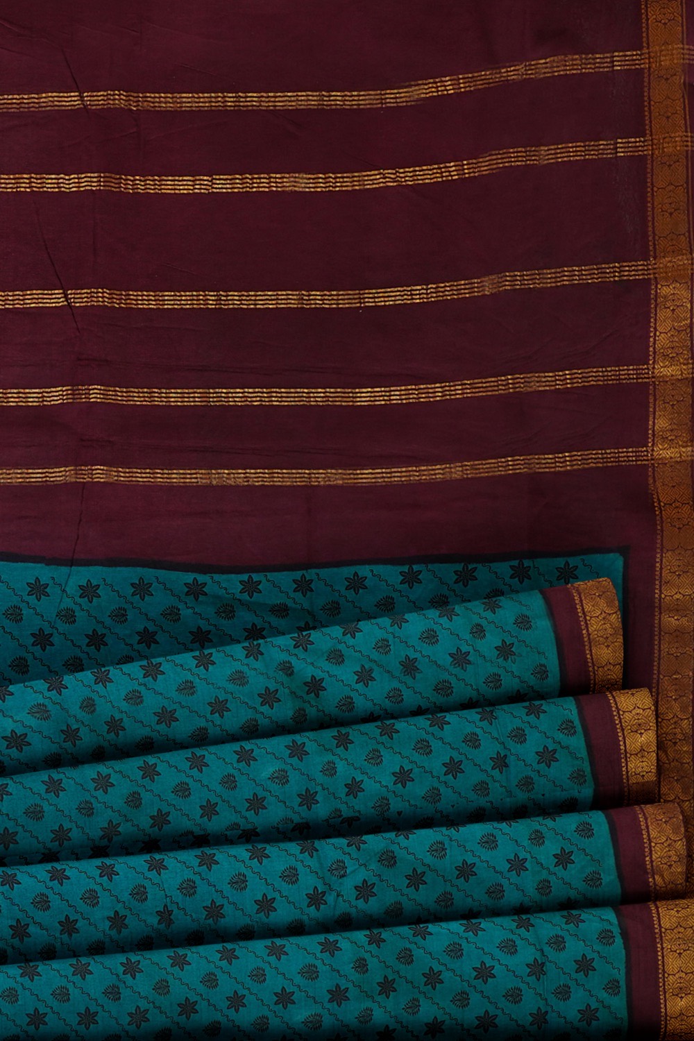sri kumaran stores chungudi cotton saree blue saree with maroon zari border 520221213