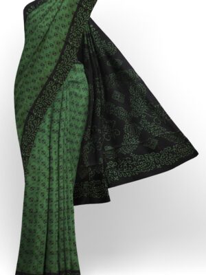 sri kumaran stores chungudi cotton saree dark green saree with black border 120221213