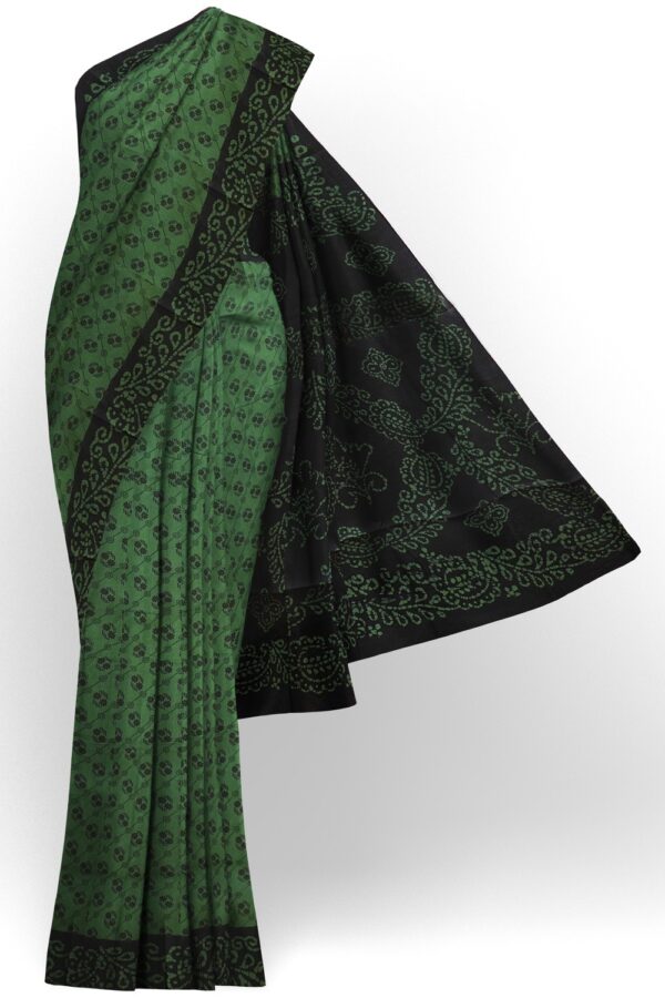 sri kumaran stores chungudi cotton saree dark green saree with black border 120221213