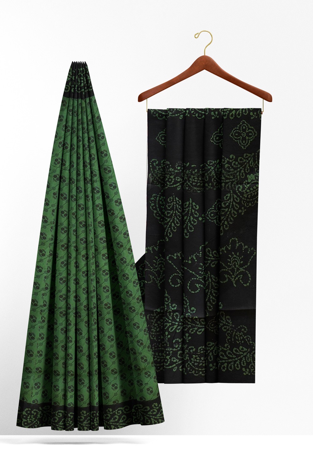 sri kumaran stores chungudi cotton saree dark green saree with black border 220221213