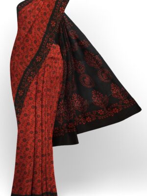 sri kumaran stores chungudi cotton saree dark orange saree with black border 120221213
