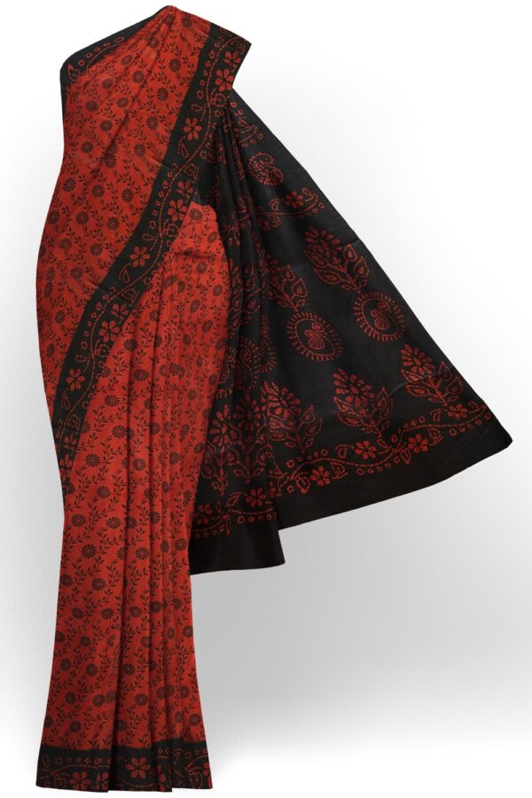 sri kumaran stores chungudi cotton saree dark orange saree with black border 120221213