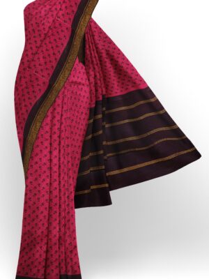 sri kumaran stores chungudi cotton saree dark pink saree with purple zari one side border 120221213