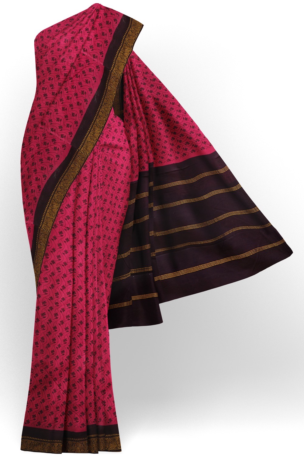 sri kumaran stores chungudi cotton saree dark pink saree with purple zari one side border 120221213