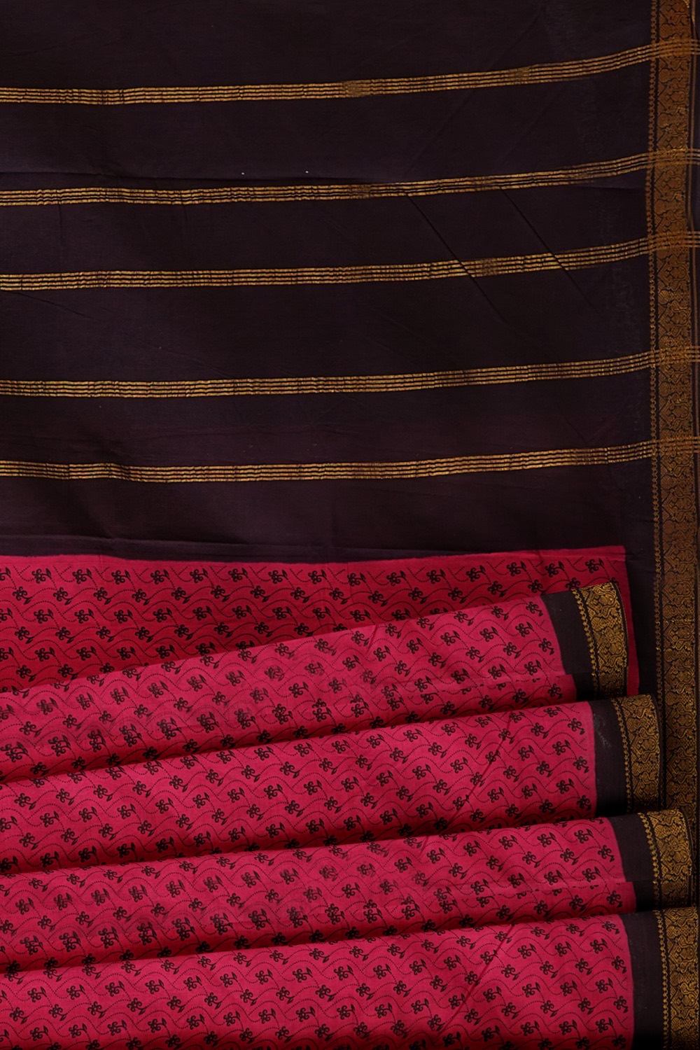 sri kumaran stores chungudi cotton saree dark pink saree with purple zari one side border 520221213