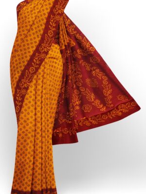 sri kumaran stores chungudi cotton saree dark yellow saree with red border 120221213