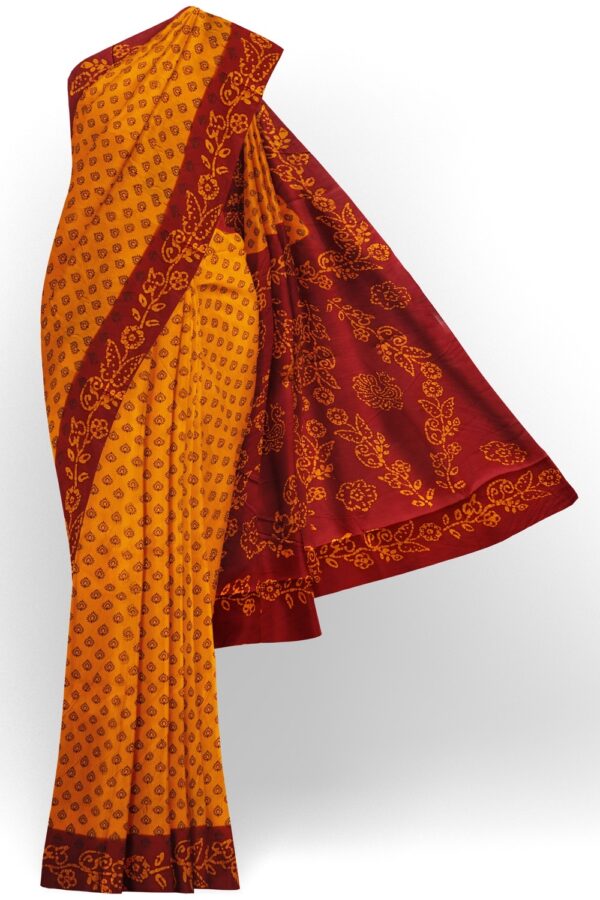 sri kumaran stores chungudi cotton saree dark yellow saree with red border 120221213