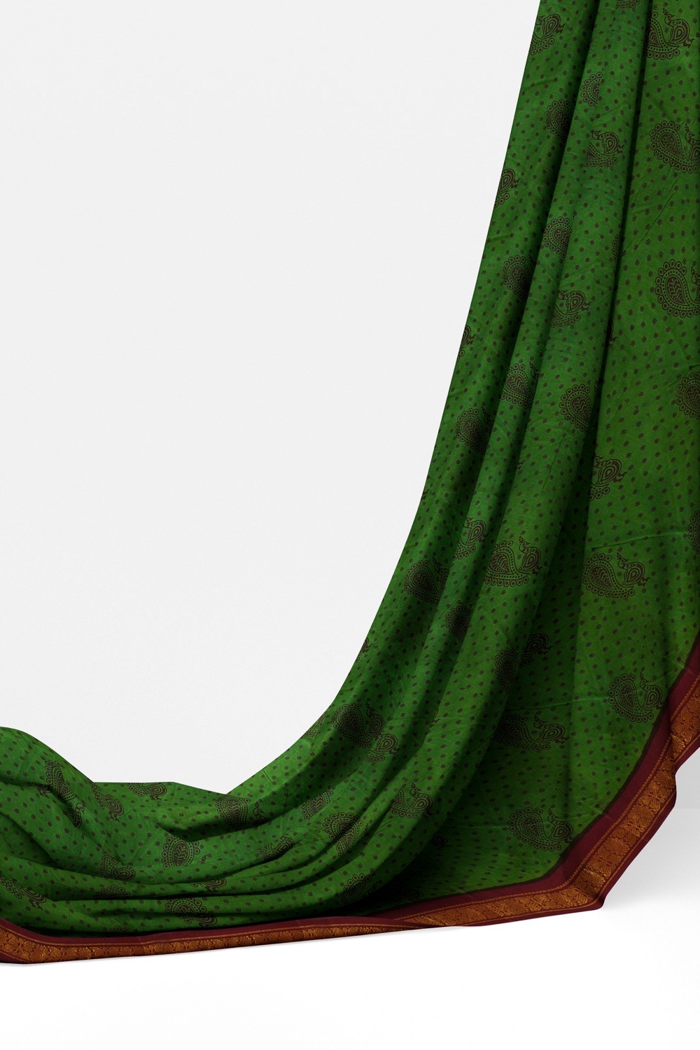 sri kumaran stores chungudi cotton saree green saree with maroon zari border 320221213