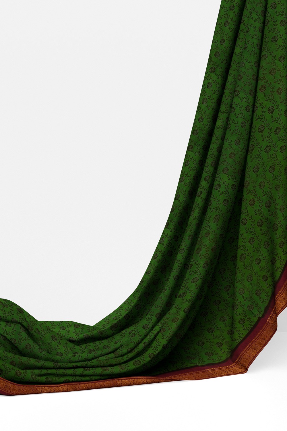 sri kumaran stores chungudi cotton saree leaf green saree with maroon border 320221213