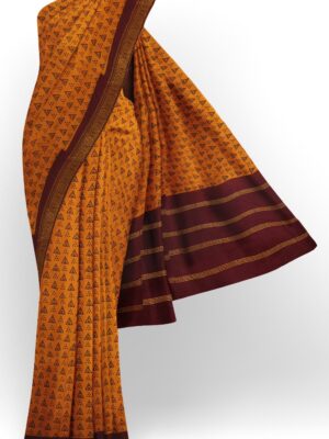 sri kumaran stores chungudi cotton saree mango yellow saree with maroon border 120221213