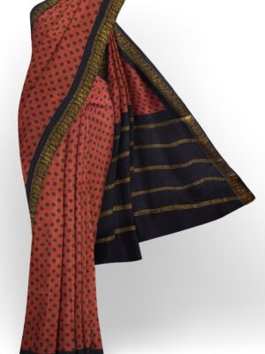 sri kumaran stores chungudi cotton saree pale red saree with dark blue zari border 120221213