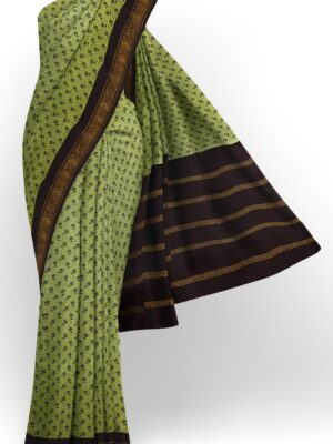 sri kumaran stores chungudi cotton saree pista green saree with one side zari border 120221213