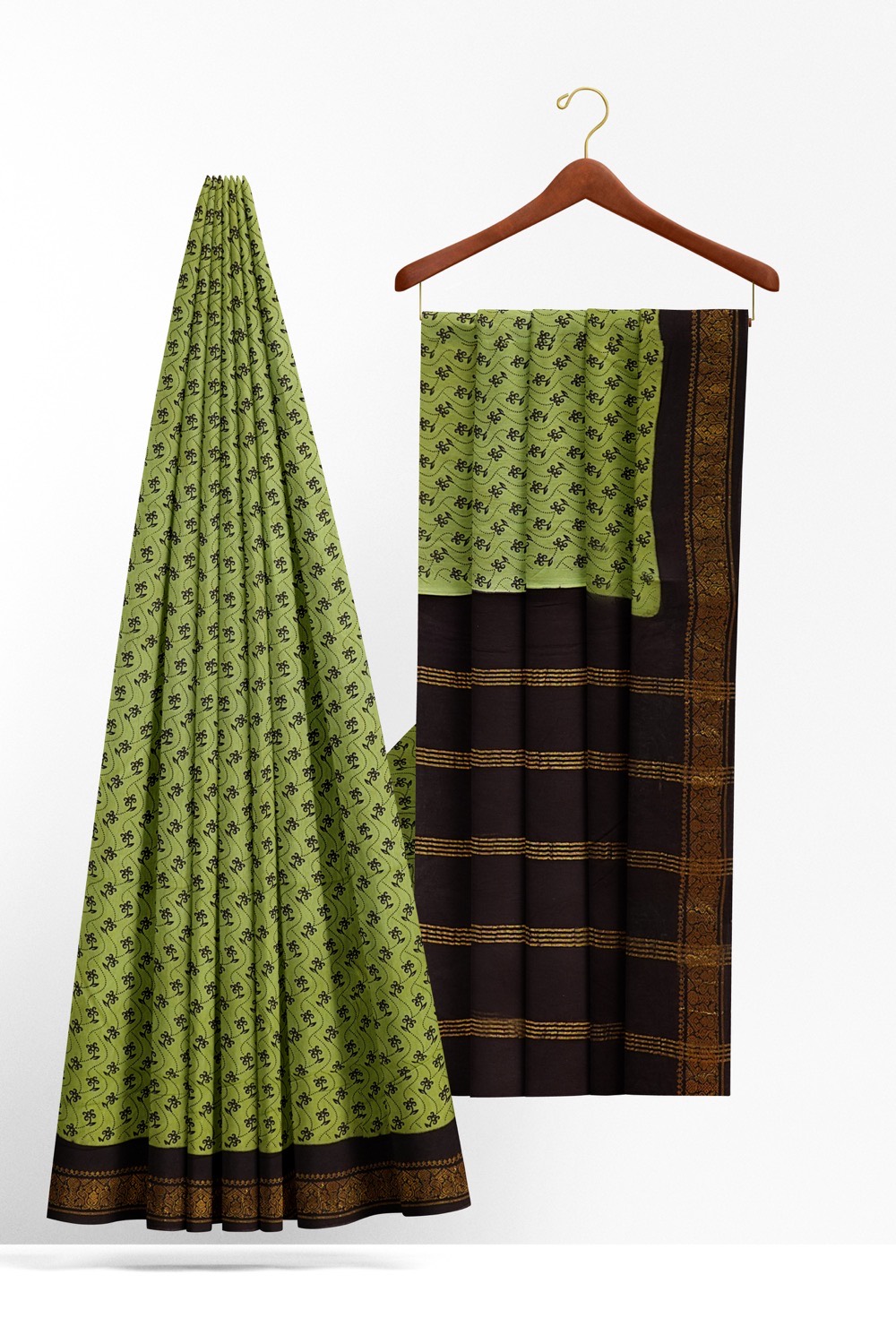 sri kumaran stores chungudi cotton saree pista green saree with one side zari border 220221213