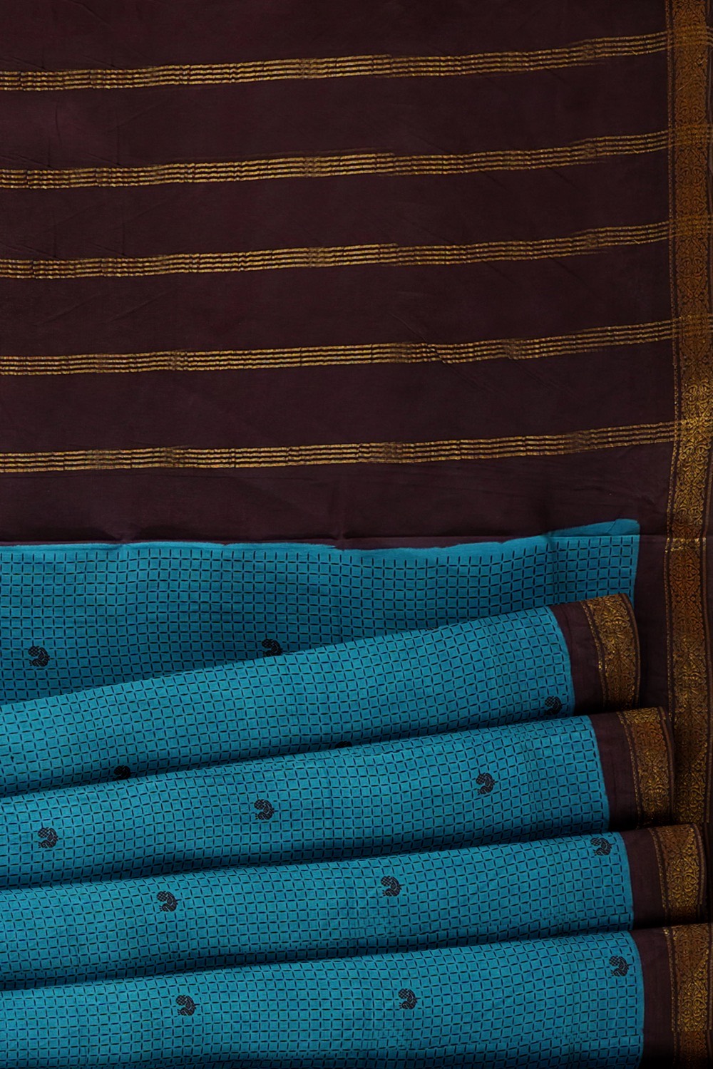 sri kumaran stores chungudi cotton saree sky blue saree with brown border 520221213