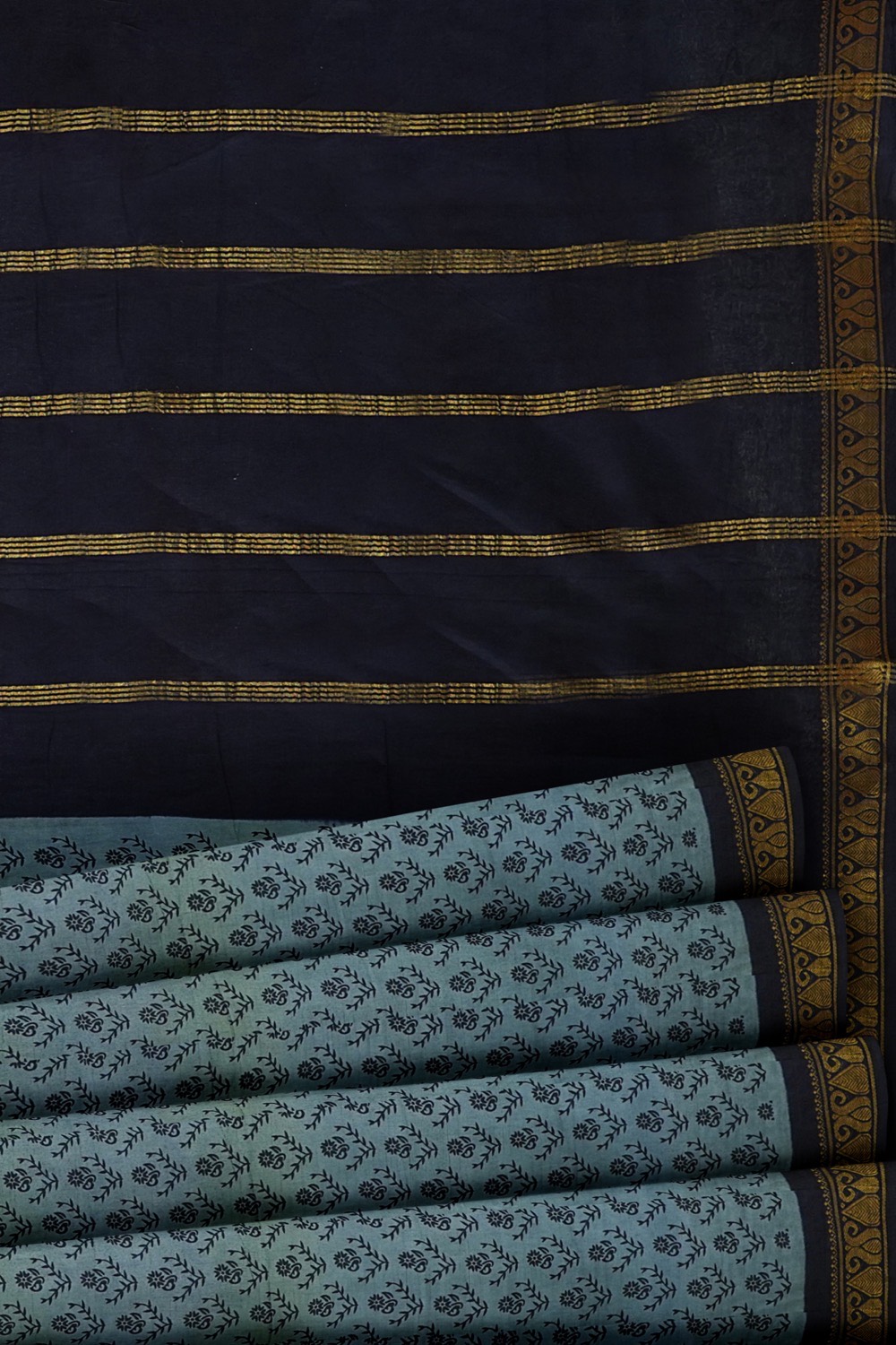 sri kumaran stores chungudi cotton saree steel blue saree with dark blue border 520221213