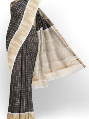 sri kumaran stores cikocotton saree black saree with golden border 120221213