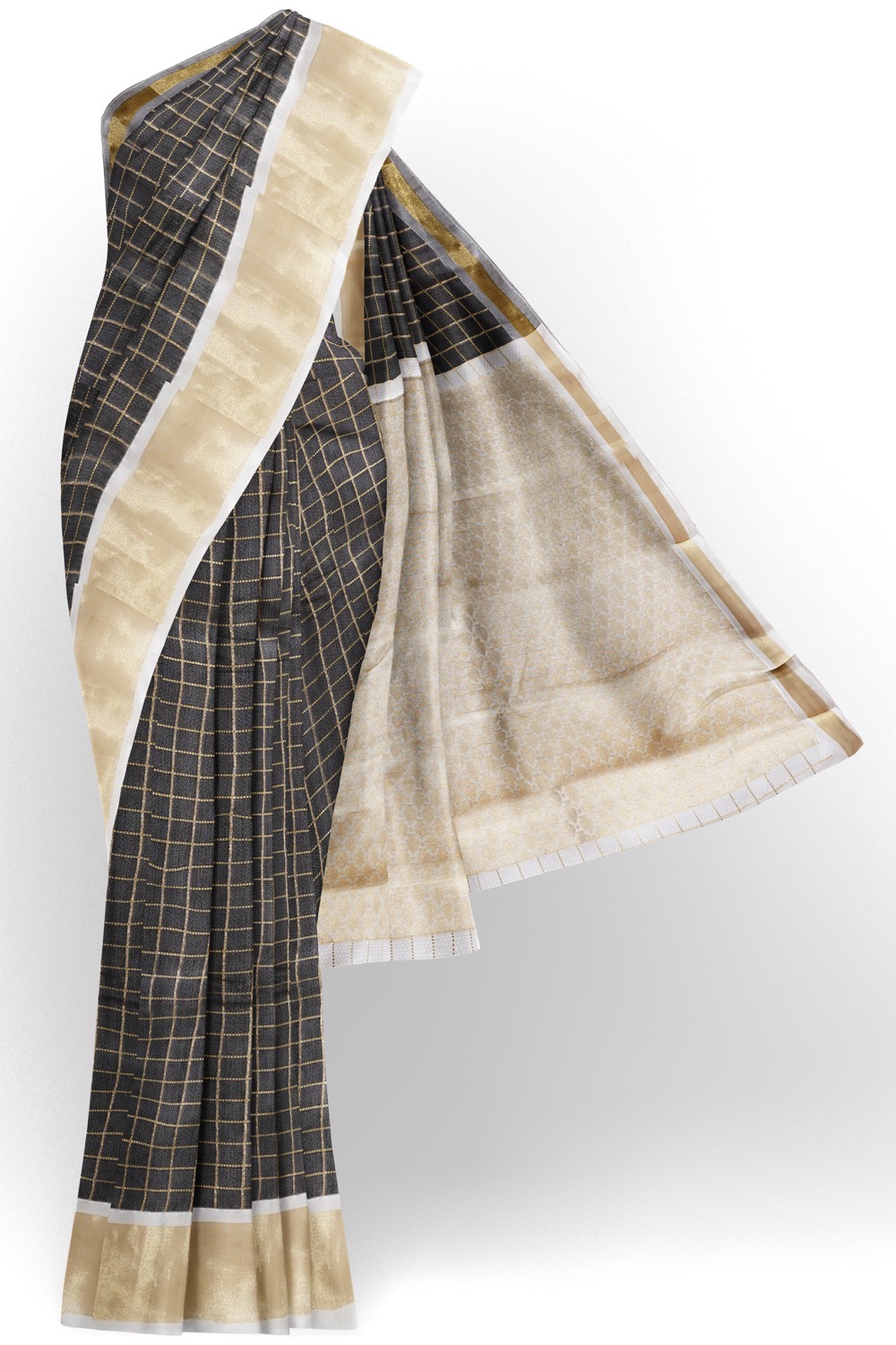 sri kumaran stores cikocotton saree black saree with golden border 120221213