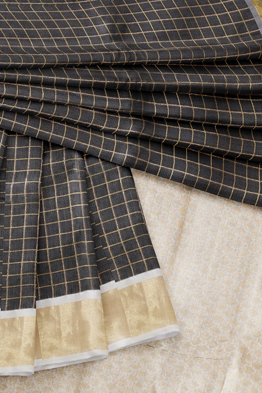 sri kumaran stores cikocotton saree black saree with golden border 420221213