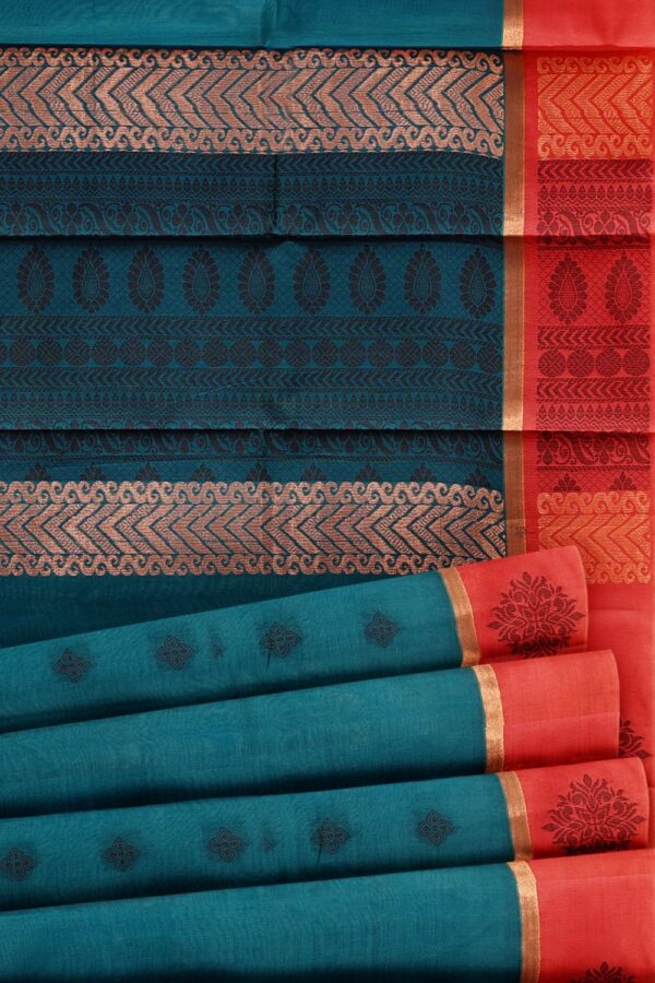 sri kumaran stores cikocotton saree blue saree with red border 520221213