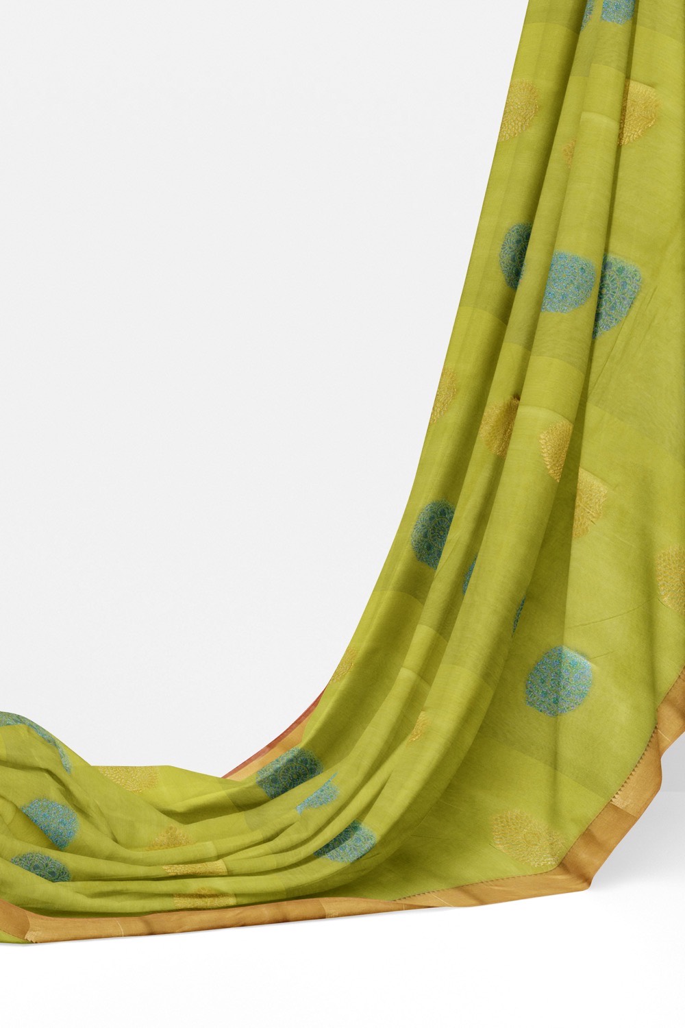 sri kumaran stores cikocotton saree light green saree with golden border 320221213