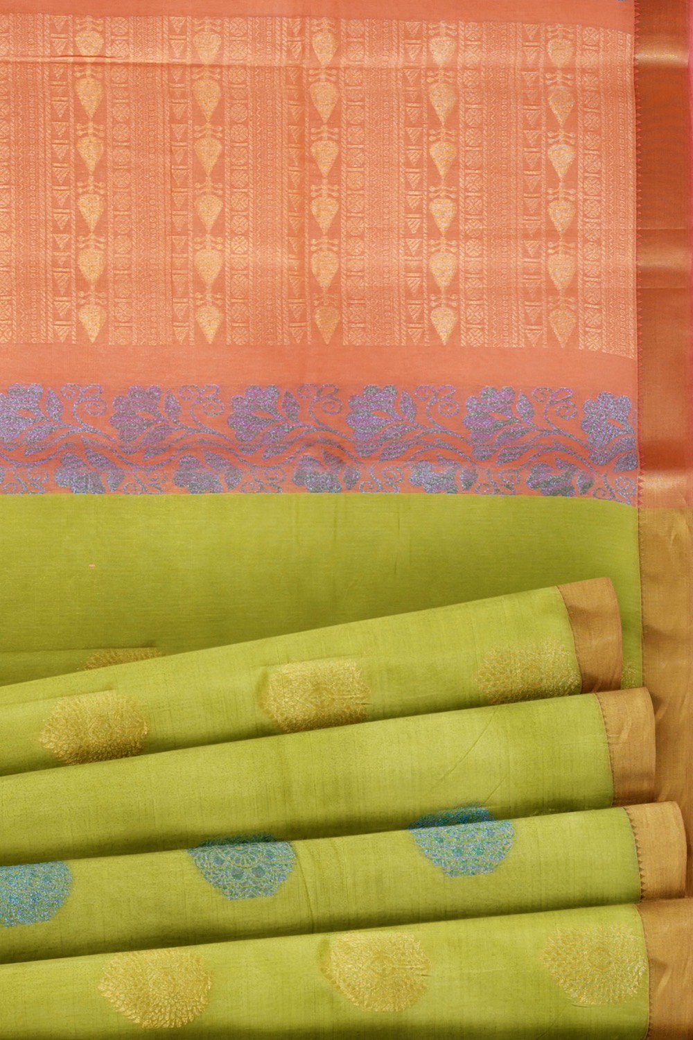 sri kumaran stores cikocotton saree light green saree with golden border 520221213