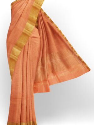 sri kumaran stores cikocotton saree orange saree with golden border 120221213