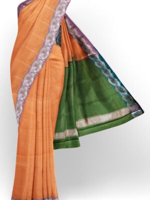 sri kumaran stores cikocotton saree orange saree with purple border 120221213