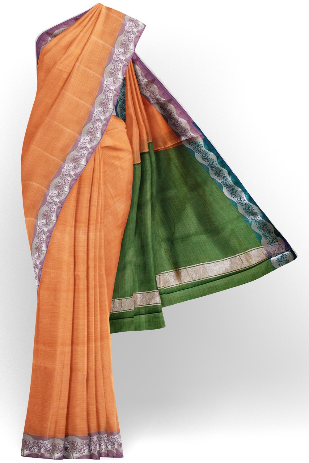 sri kumaran stores cikocotton saree orange saree with purple border 120221213