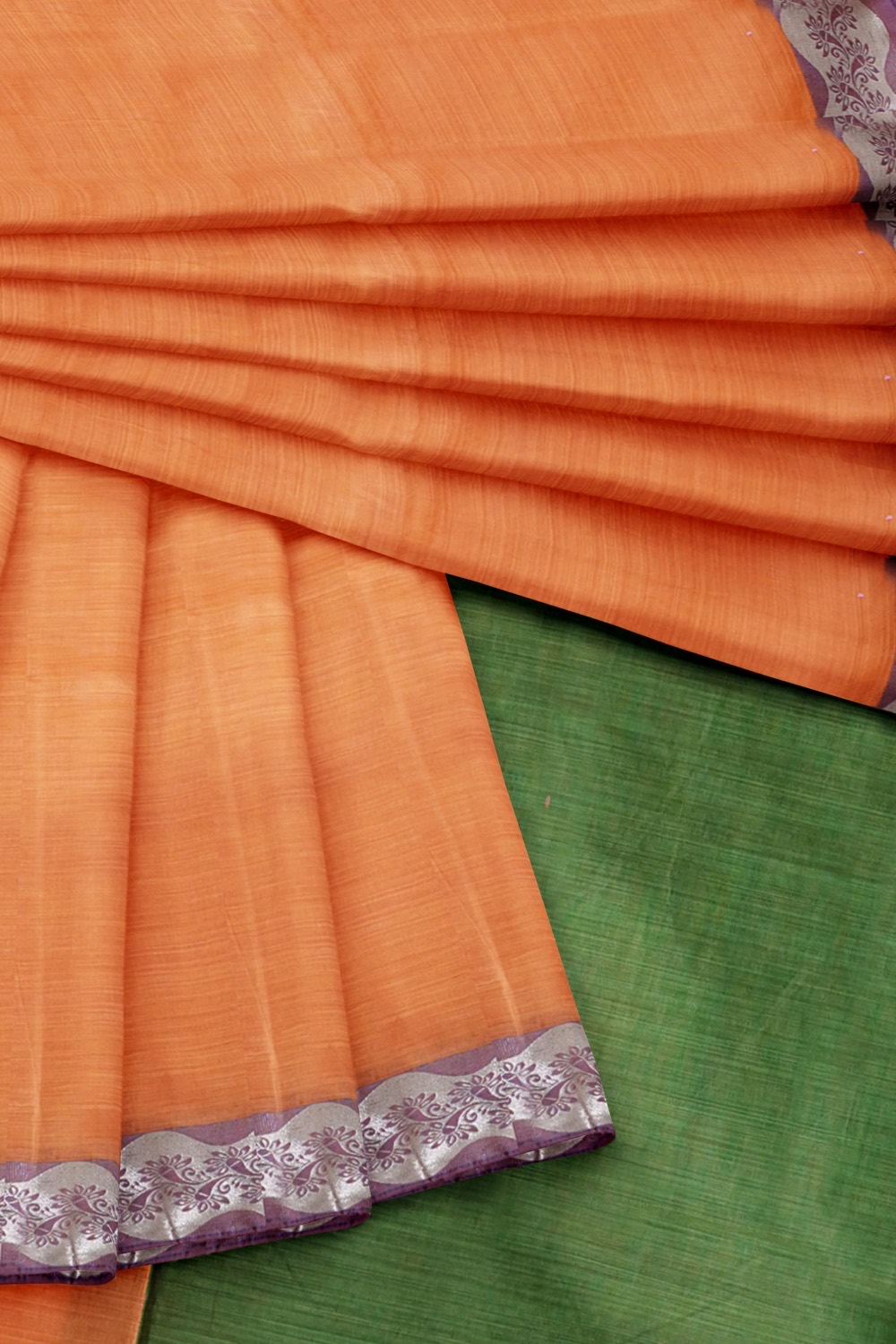 sri kumaran stores cikocotton saree orange saree with purple border 420221213