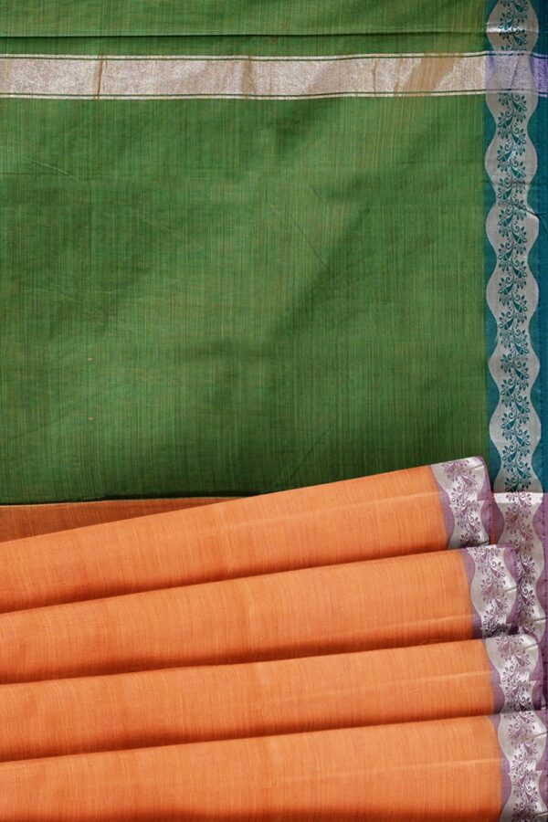 sri kumaran stores cikocotton saree orange saree with purple border 520221213