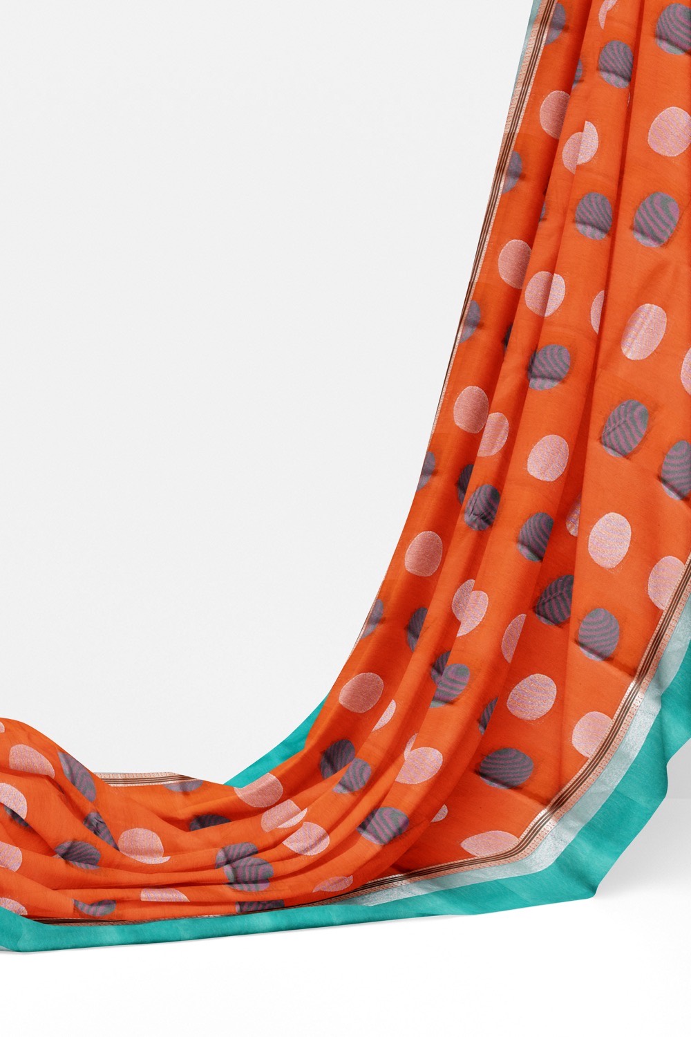 sri kumaran stores cikocotton saree orange saree with silver and light blue border 320221213