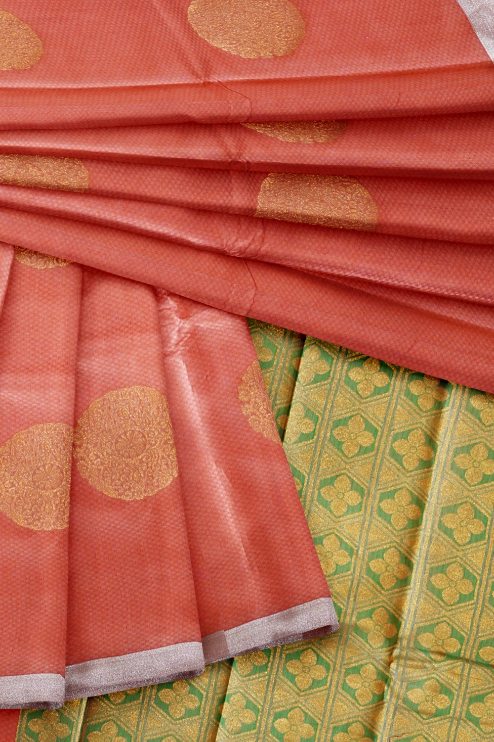 sri kumaran stores cikocotton saree orange saree with silver border 420221213