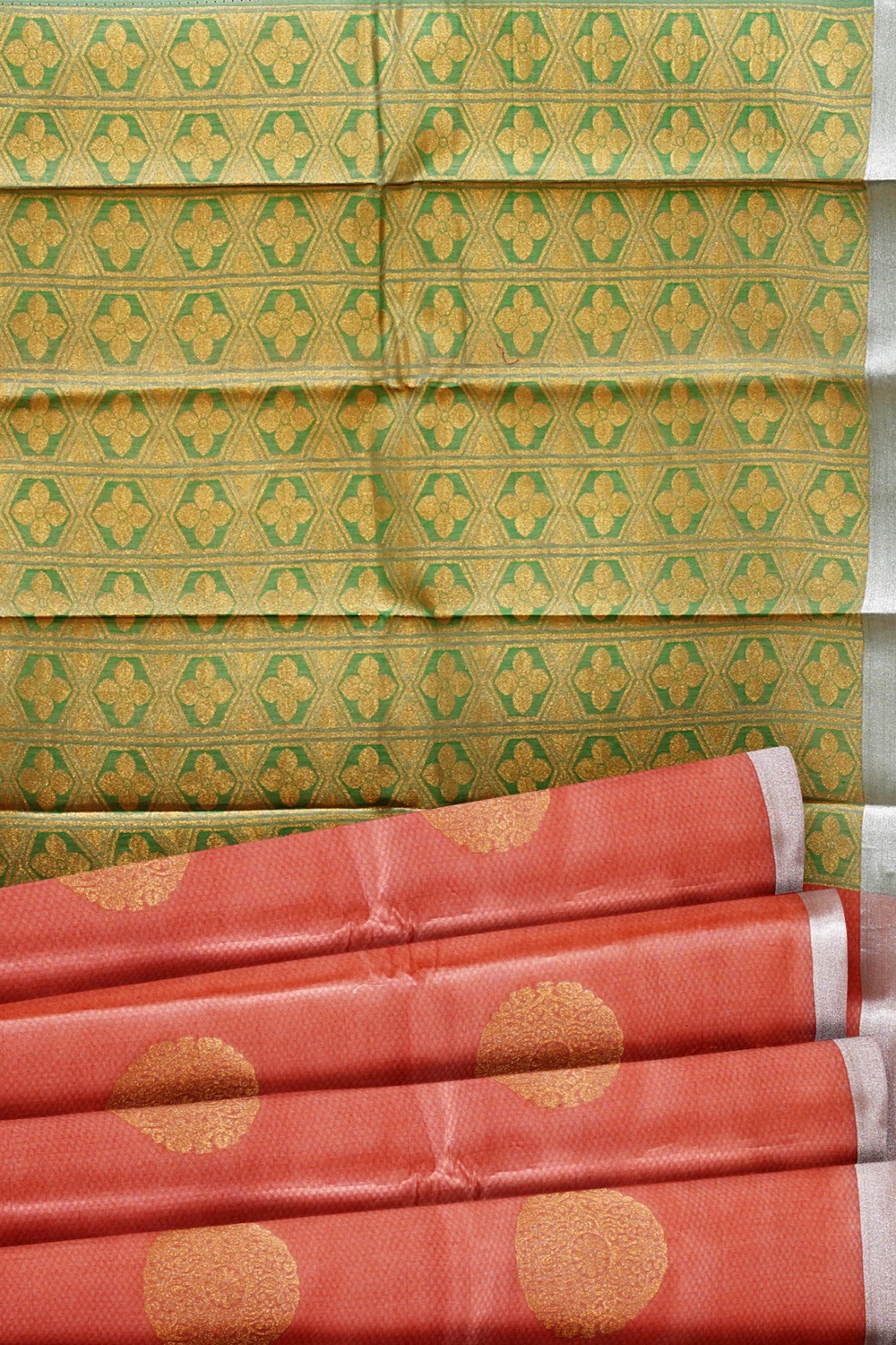 sri kumaran stores cikocotton saree orange saree with silver border 520221213