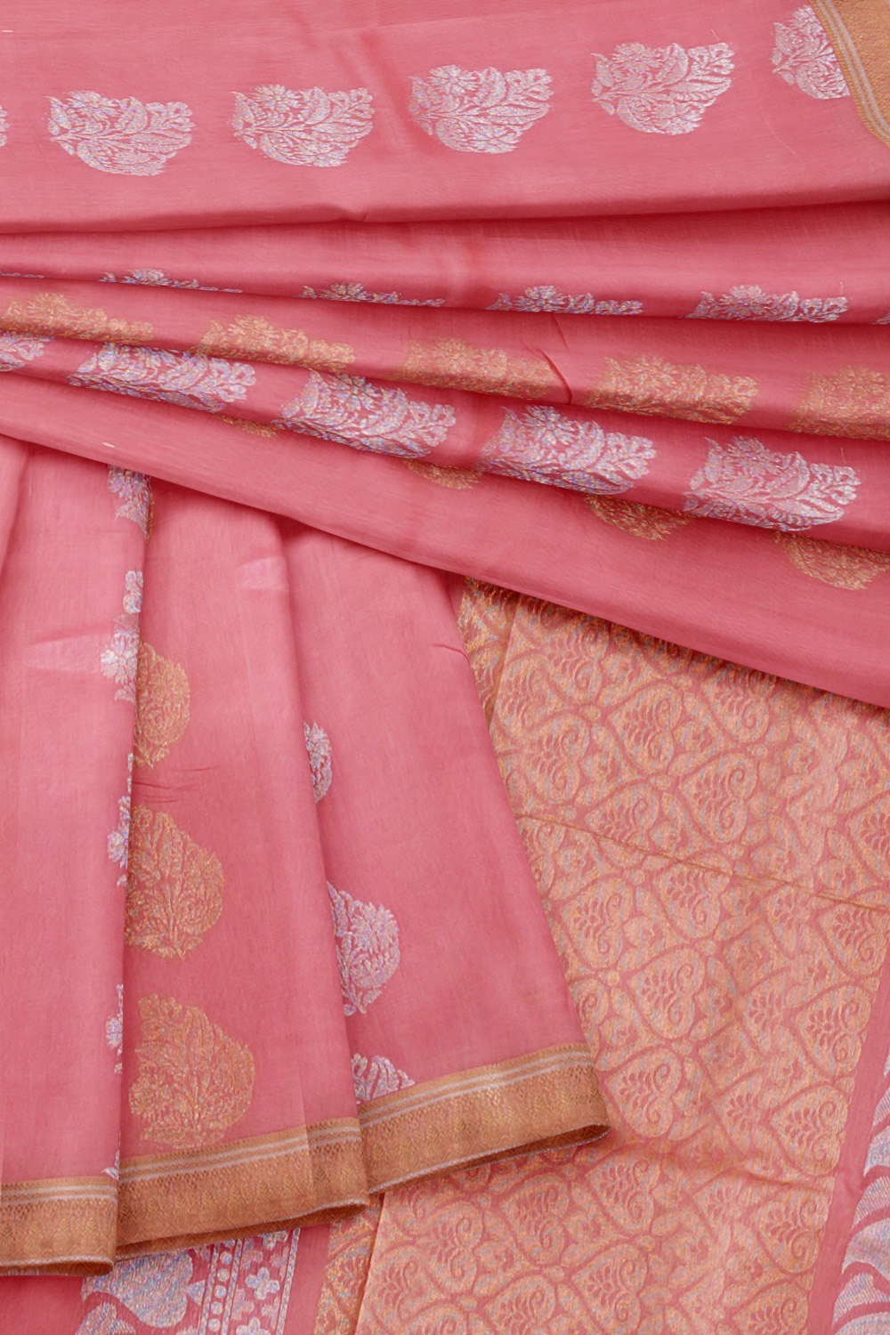 sri kumaran stores cikocotton saree pink saree with golden border 420221213