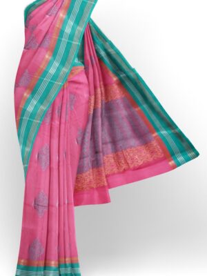 sri kumaran stores cikocotton saree pink saree with green border 120221213