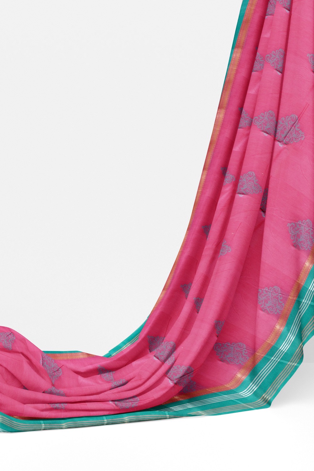 sri kumaran stores cikocotton saree pink saree with green border 320221213