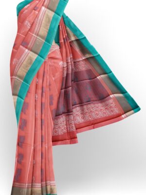 sri kumaran stores cikocotton saree red saree with golden and green border 120221213