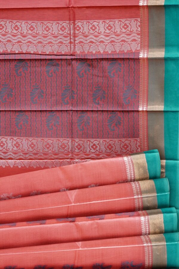 sri kumaran stores cikocotton saree red saree with golden and green border 520221213