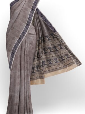 sri kumaran stores coimbatore cotton saree ash color saree with thread woven border 120221213