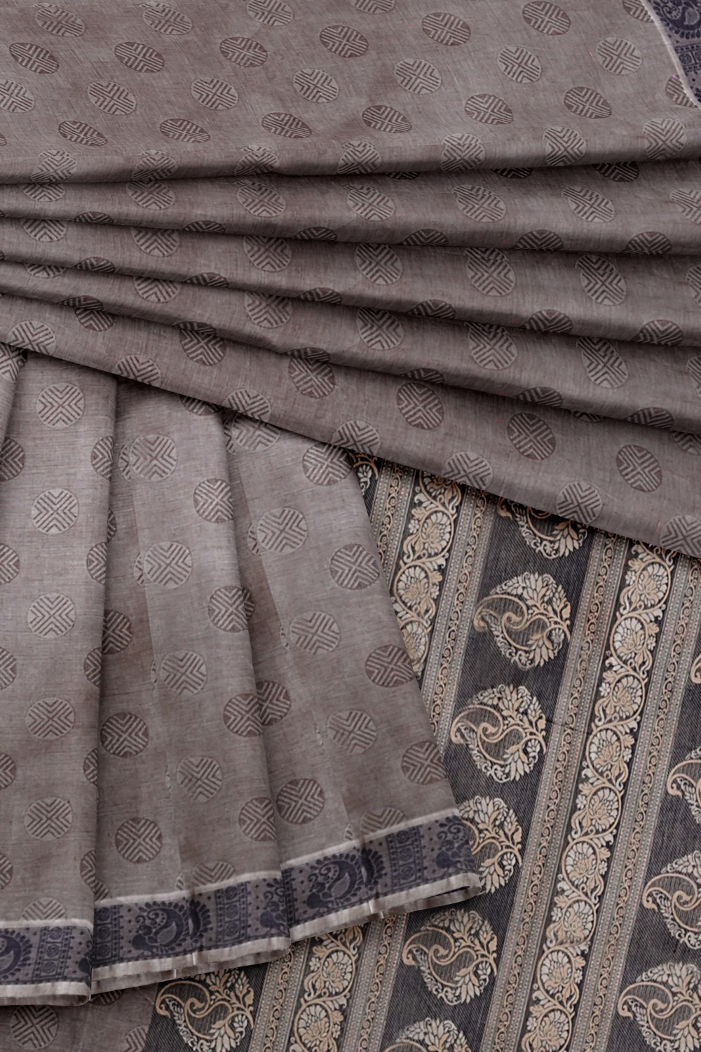 sri kumaran stores coimbatore cotton saree ash color saree with thread woven border 420221213