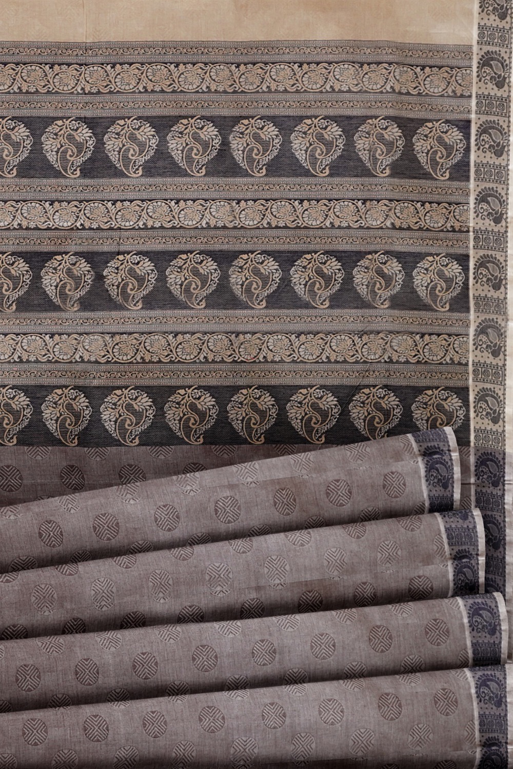 sri kumaran stores coimbatore cotton saree ash color saree with thread woven border 520221213