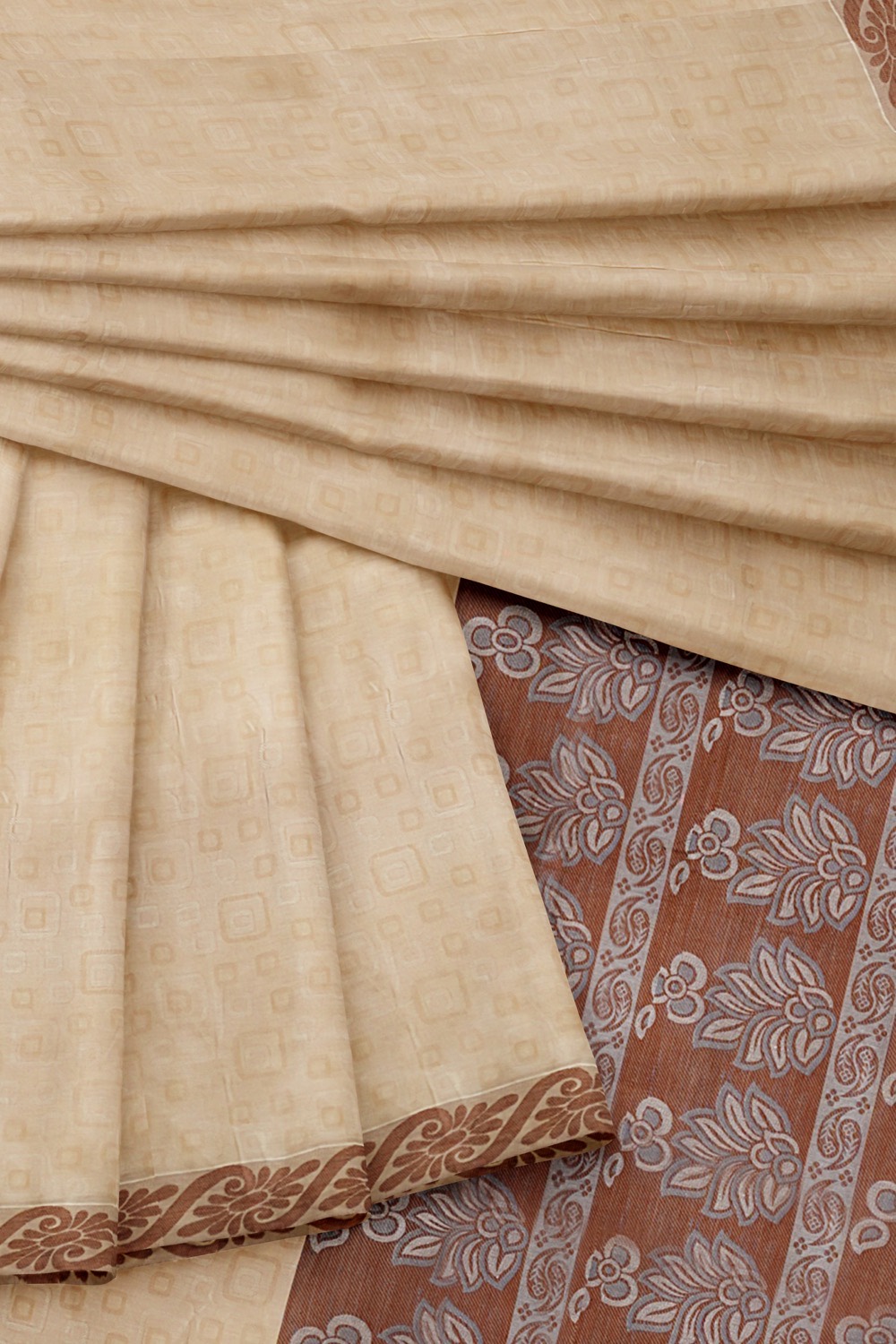 sri kumaran stores coimbatore cotton saree beige color saree with thread woven brown border 420221213
