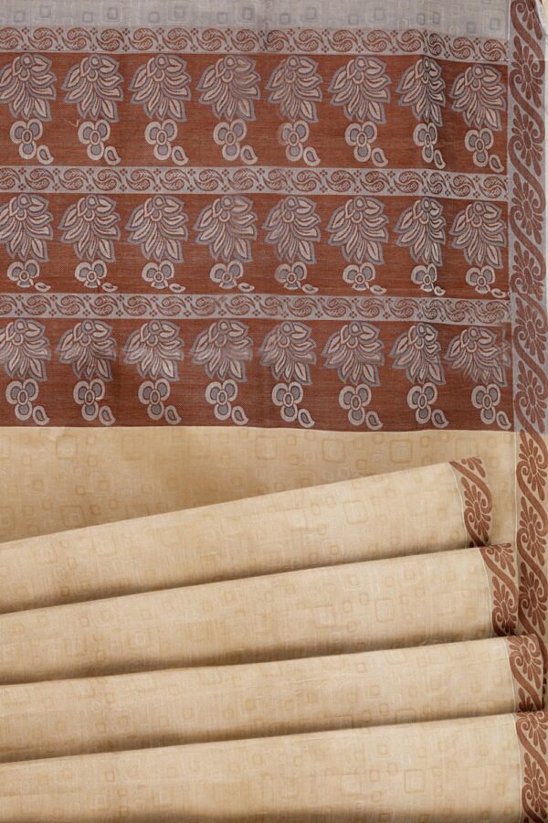 sri kumaran stores coimbatore cotton saree beige color saree with thread woven brown border 520221213