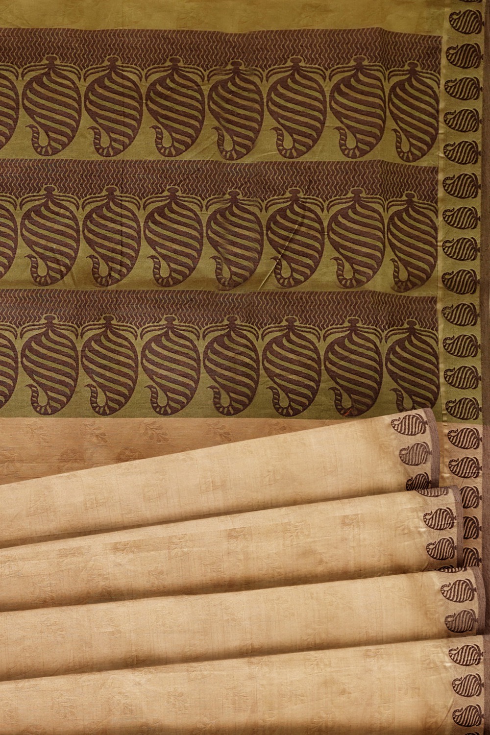 sri kumaran stores coimbatore cotton saree beige saree with mango motif border 520221213