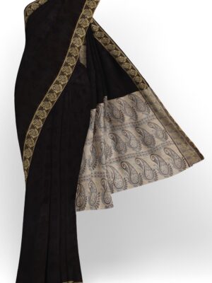 sri kumaran stores coimbatore cotton saree black saree with mango motif thread woven border 120221213