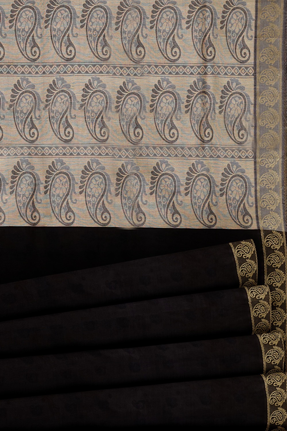 sri kumaran stores coimbatore cotton saree black saree with mango motif thread woven border 520221213