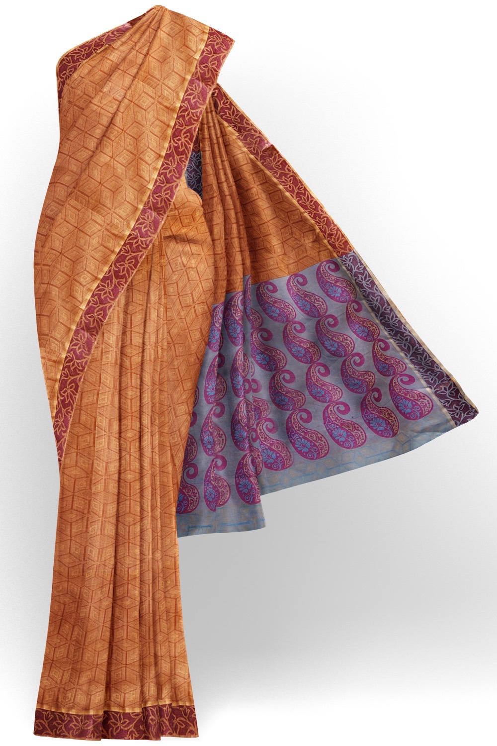 sri kumaran stores coimbatore cotton saree cinnamon brown saree with thread woven border 120221213