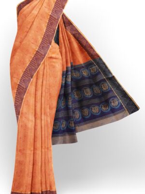 sri kumaran stores coimbatore cotton saree coral color saree with magenta border 120221213