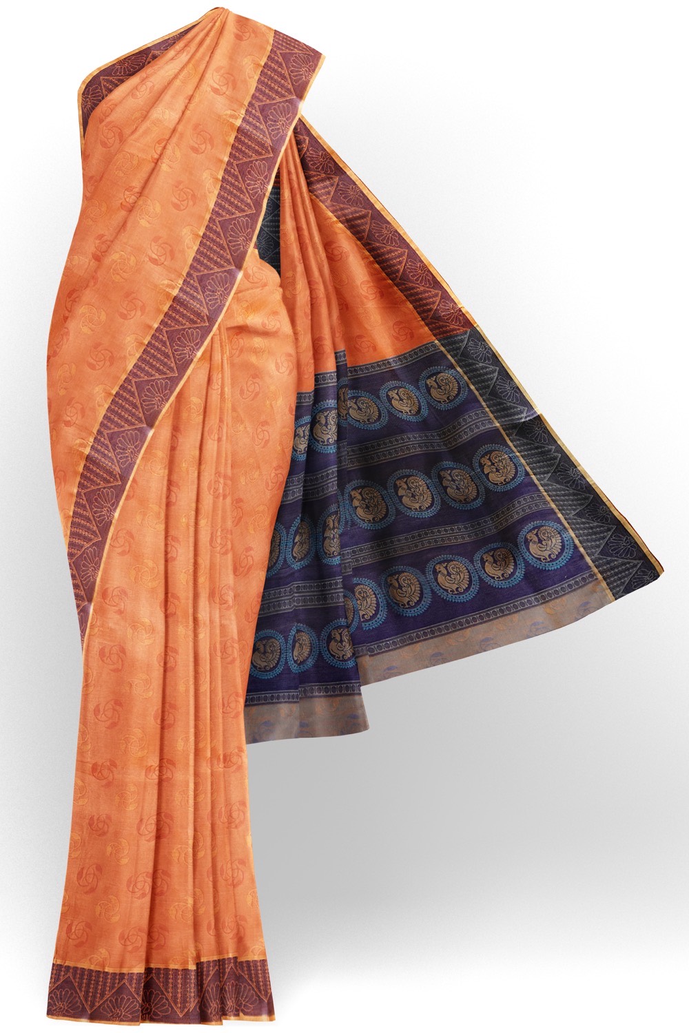 sri kumaran stores coimbatore cotton saree coral color saree with magenta border 120221213